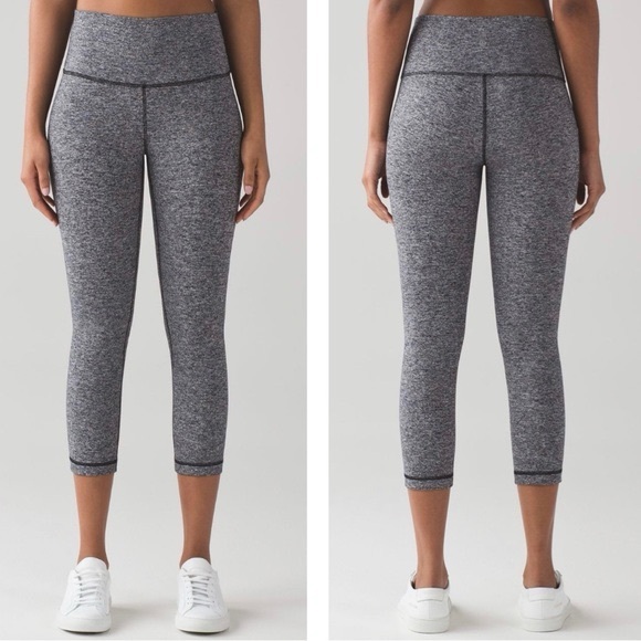 Lululemon Wunder Under High Rise Crop *23 w/luon fabric in heather - size 4 - Picture 2 of 13